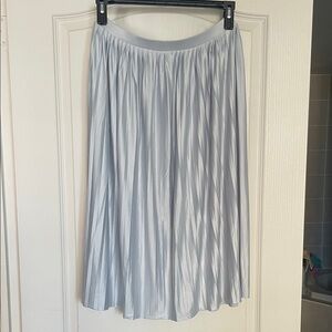 Topshop Shimmering Silver Pleated Midi Skirt sz 8